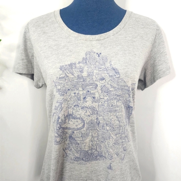 Brooklyn Industries Heathered Grey Map Graphic Tshirt - Picture 5 of 9